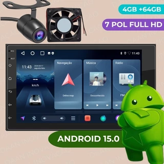 (Envio de SP) DAAN Central Android 15 4+64GB 7" 9" 2 Din Espelhamento Wifi Bluetooth GPS Auto FULLHD