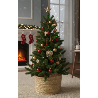 Base para Árvore de Natal de palha com fundo MDF decorativo