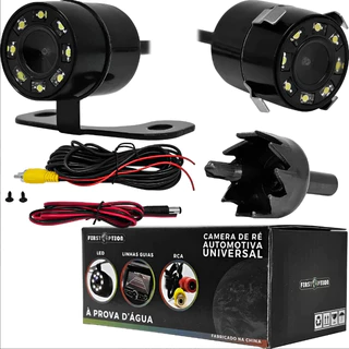 Câmera De Re Automotiva HD Infravermelho Visão Noturna Colorida Universal Veicular Carro Borboleta 2 Em 1 A Prova