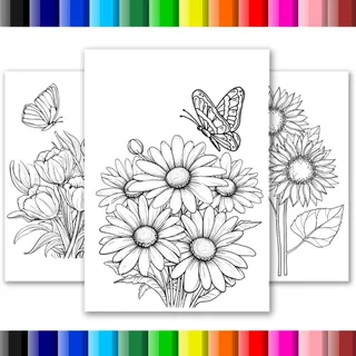 Desenhos para colorir ou esboços para pintura em pano de prato Vol.4 Flores - 50 Folhas soltas em Oferta na Shopee