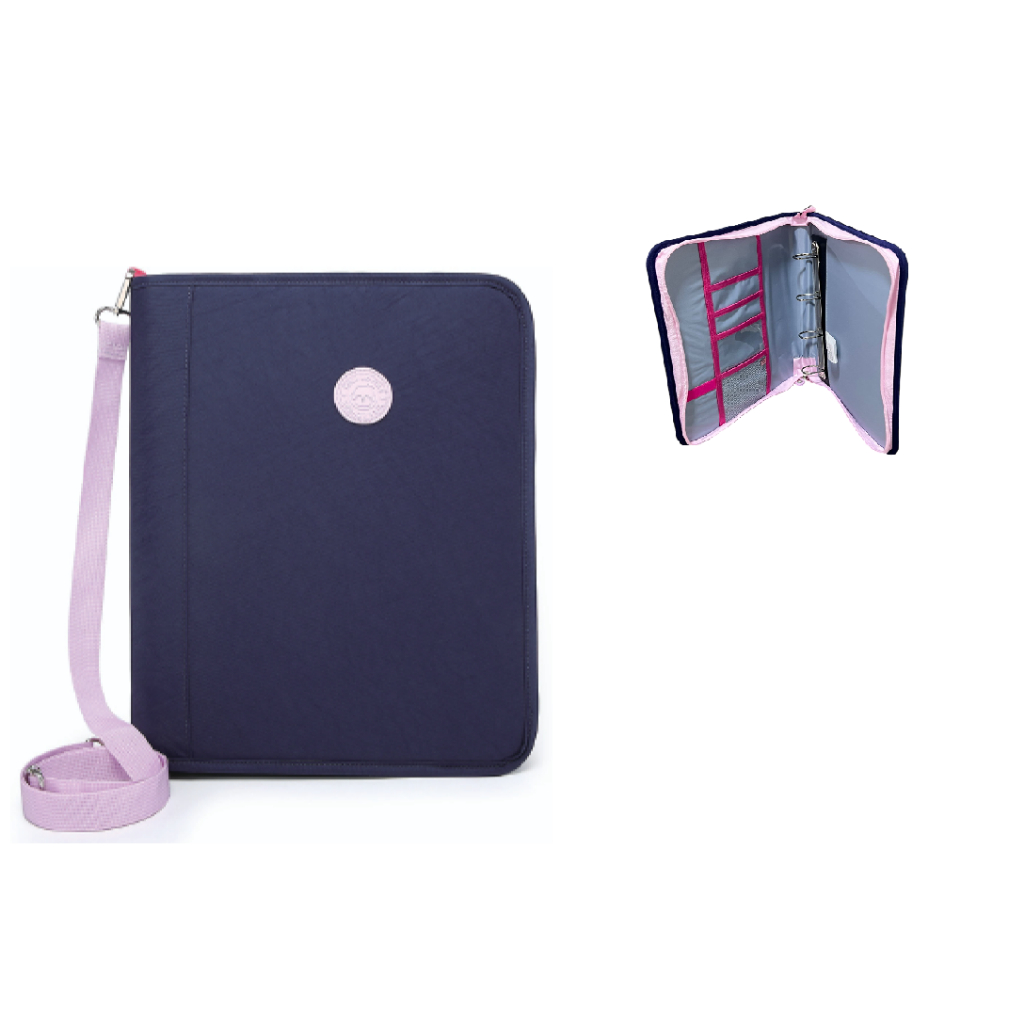 Fichário A4 Zíper Kika Universitário Feminino Masculino Liso Com