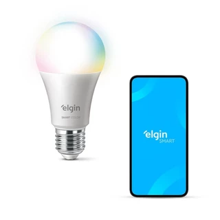 Lâmpada Inteligente Bulbo LED Elgin 10W Smart Color RGB Wifi Compatível com Alexa