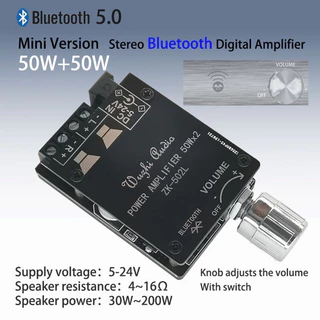 Zk-502L Placa Amplificadora 5.0 Fio Áudio Digital 2x50w Channel Stereo Amplificador