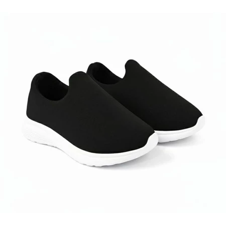 Tênis Infantil Unissex Calce Fácil Preto com Solado Branco – Leve, Macio e Confortável do 20 ao 33