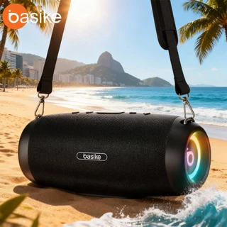 Caixa de Som Bluetooth Basike 100W boombox 4 com Luzes LED – Portátil, Impermeável, Som Potente, Ideal para Exterior em Oferta na Shopee