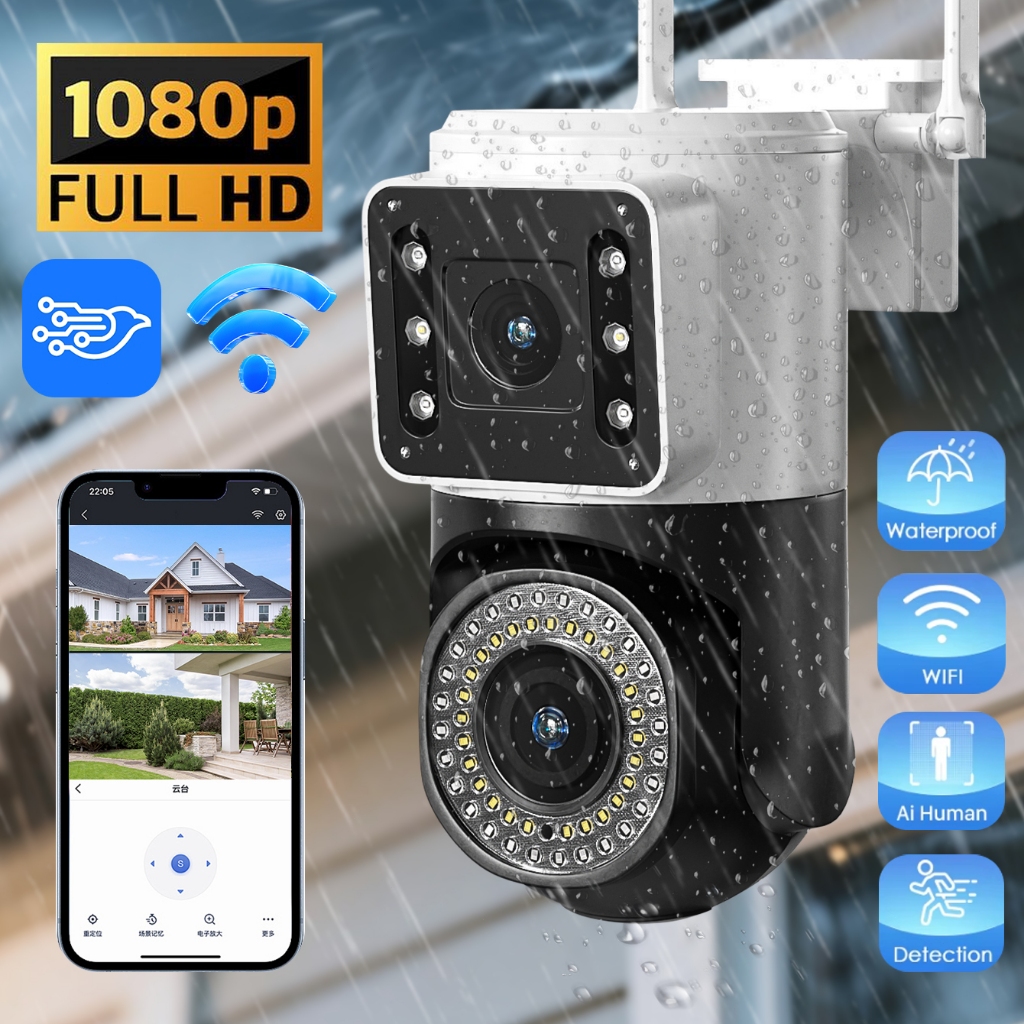 KIT 2 Camera Externa Ip a Prova D'água Wifi Dupla 2 Em 1 com Visao ...