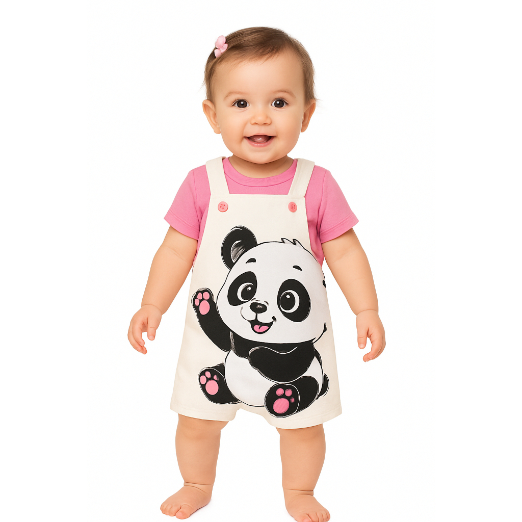 Conjunto Jardineira e Body Menina Verão em Oferta na Shopee