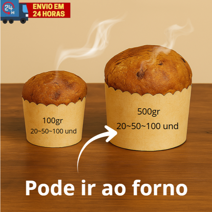20~50~100 Forma Para Panetone 100 - 500gr Forneável Kraft Li