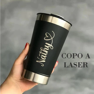 Copo Térmico Personalizado 473ml Inox com Nome a Laser - Varias Cores e Fontes