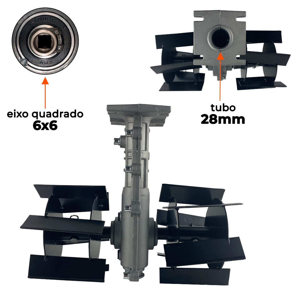 Enxada Rotativa Capinadeira para Roçadeira a Gasolina Tubo 28mm