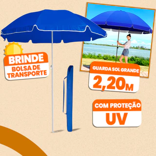 Guarda-Sol Gigante Reforçado 1,8m 2,0m 2,2m Praia Piscina Pesca Verão 2025 Resistente Premium