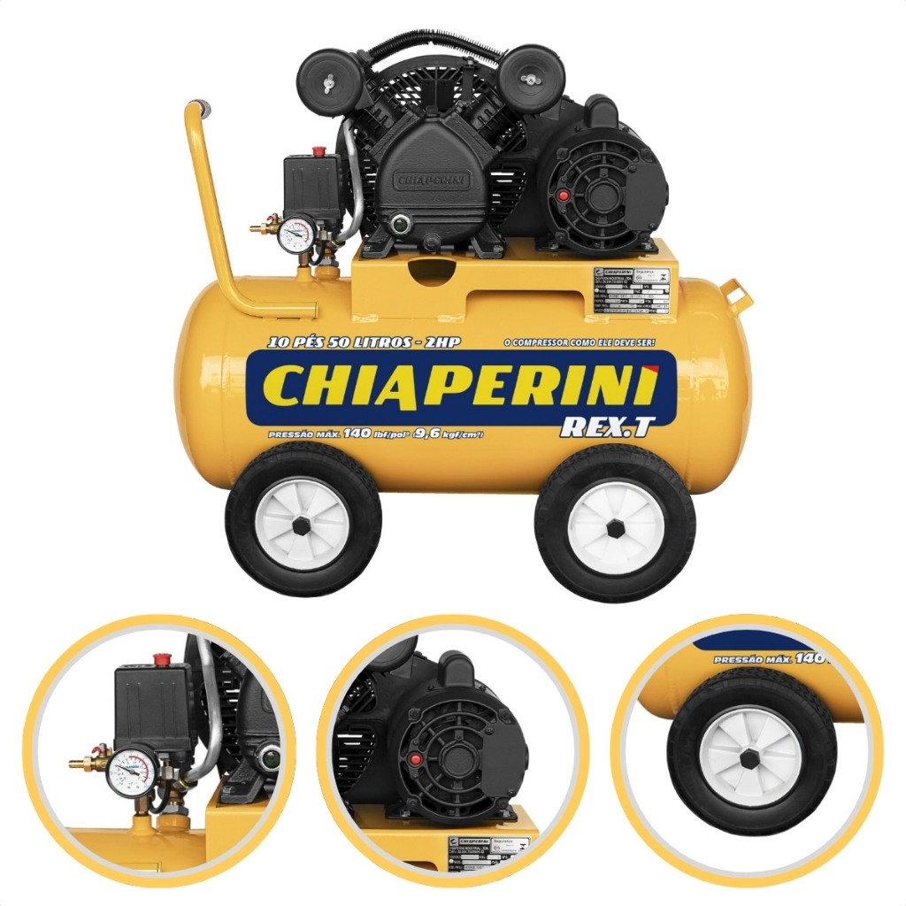 Compressor Ar 10 Pés 50 Litros 2Hp Chiaperini Profissional 140 Libras ...