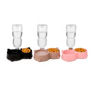 Comedouro Duplo Anti Formiga Pet Bebedouro Automático Suporte Para Garrafa Cachorro Gato Coelho