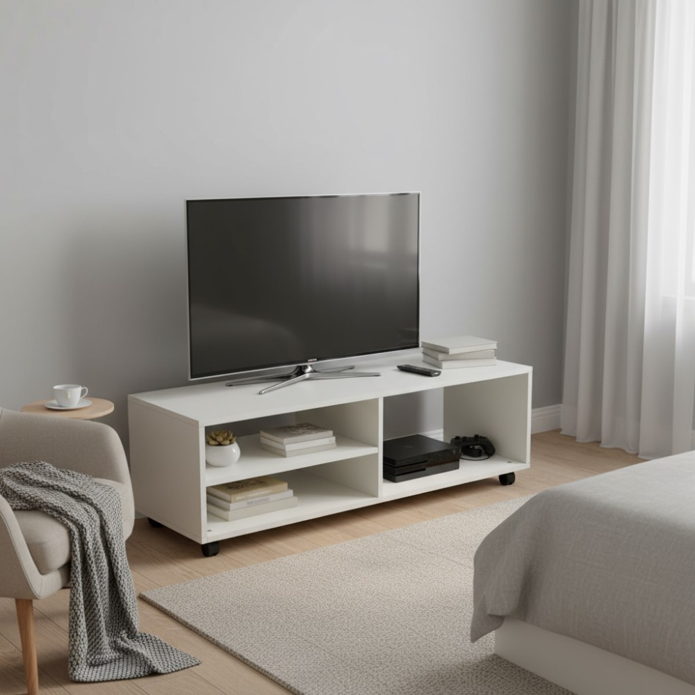Rack Para TV Sala de Estar com Rodinhas Branco