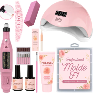 Kit polygel + Lixadeira elétrica de unha + cabine sun led/UV em Oferta na Shopee