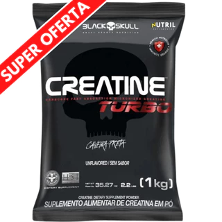 Creatina Turbo Black Skull 1kg - Creatine Monohidratada Turbo Caveira Preta - Refil