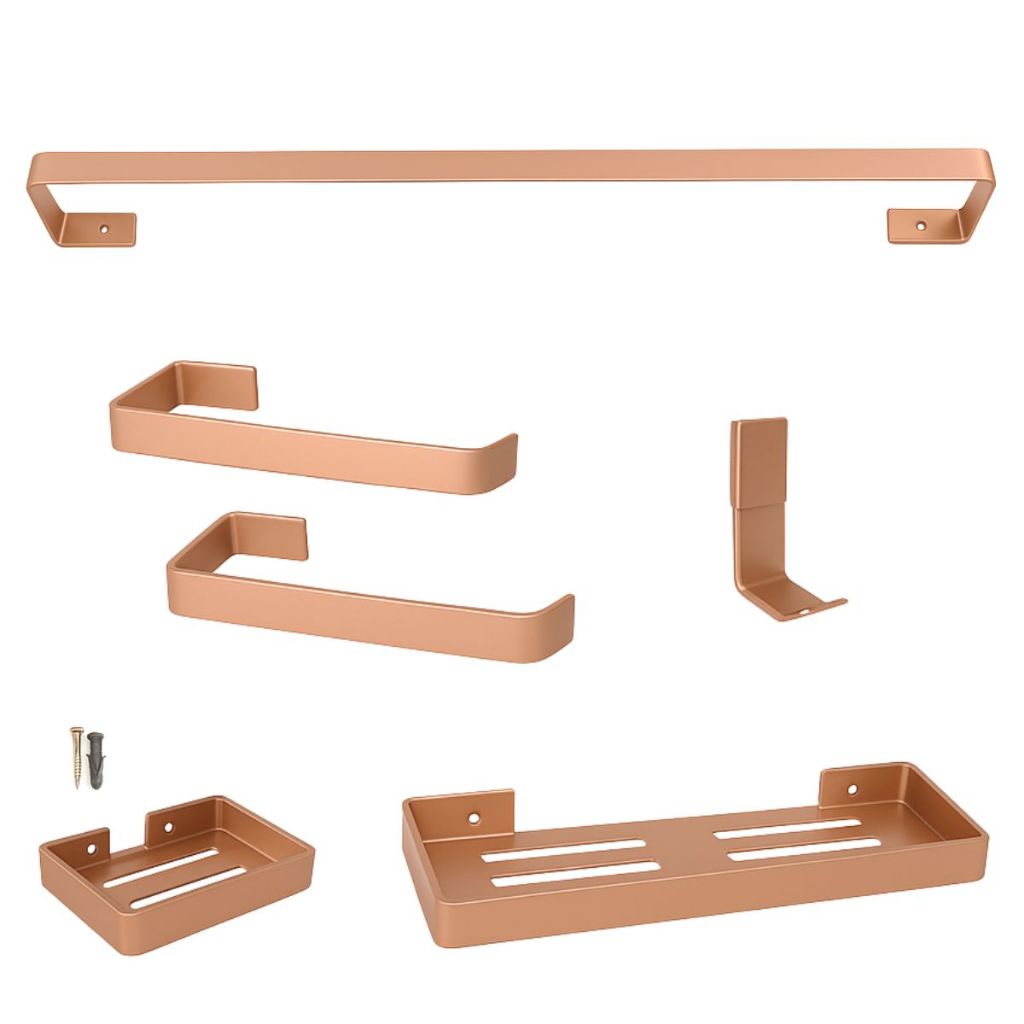 KIT DE ACESSÓRIOS PARA BANHEIRO LUXO ROSE GOLD - 6 PEÇAS