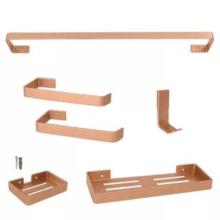 KIT DE ACESSÓRIOS PARA BANHEIRO LUXO ROSE GOLD - 6 PEÇAS