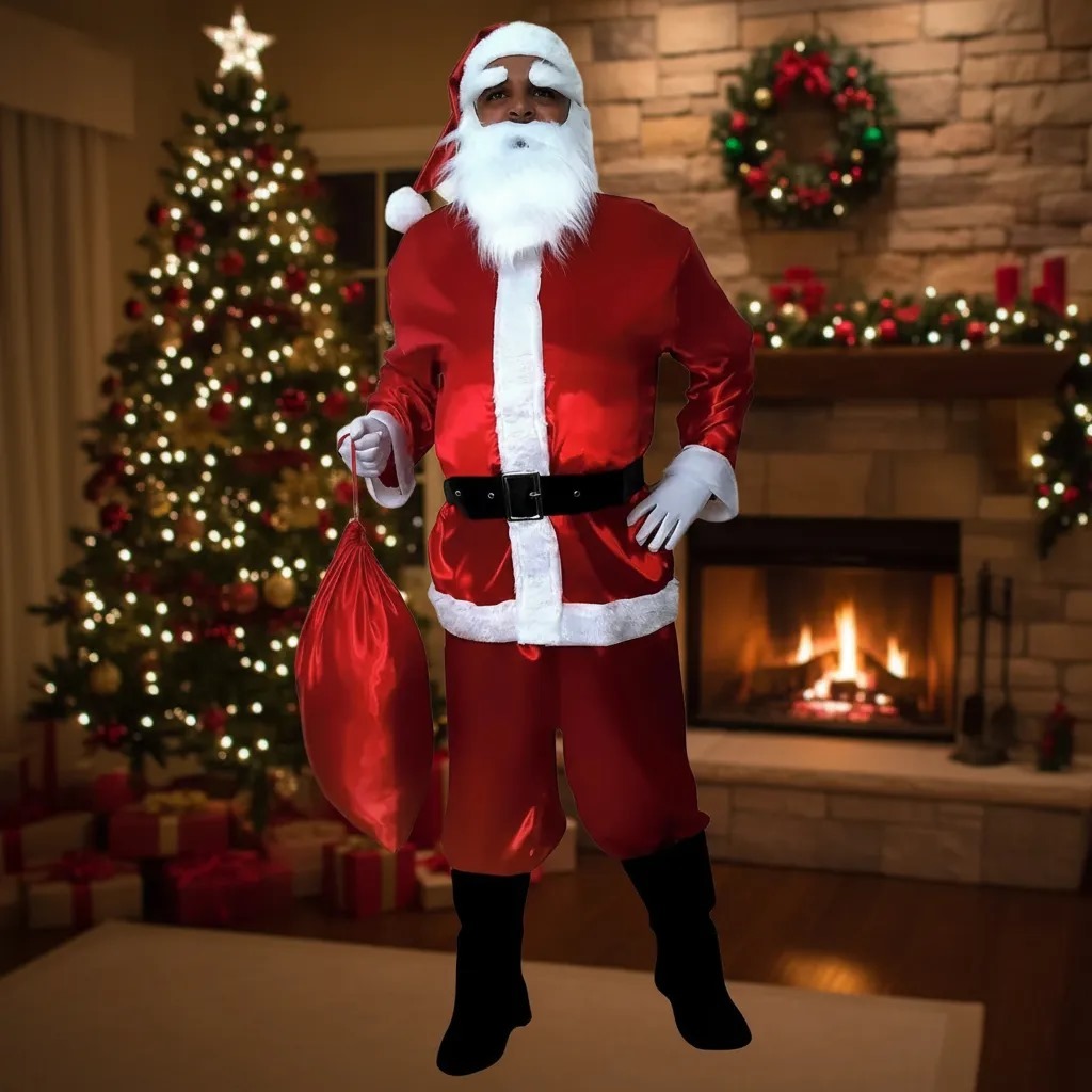 Fantasia Papai Noel GG Luxo Acetinada Completa Festa Natal | Shopee Brasil