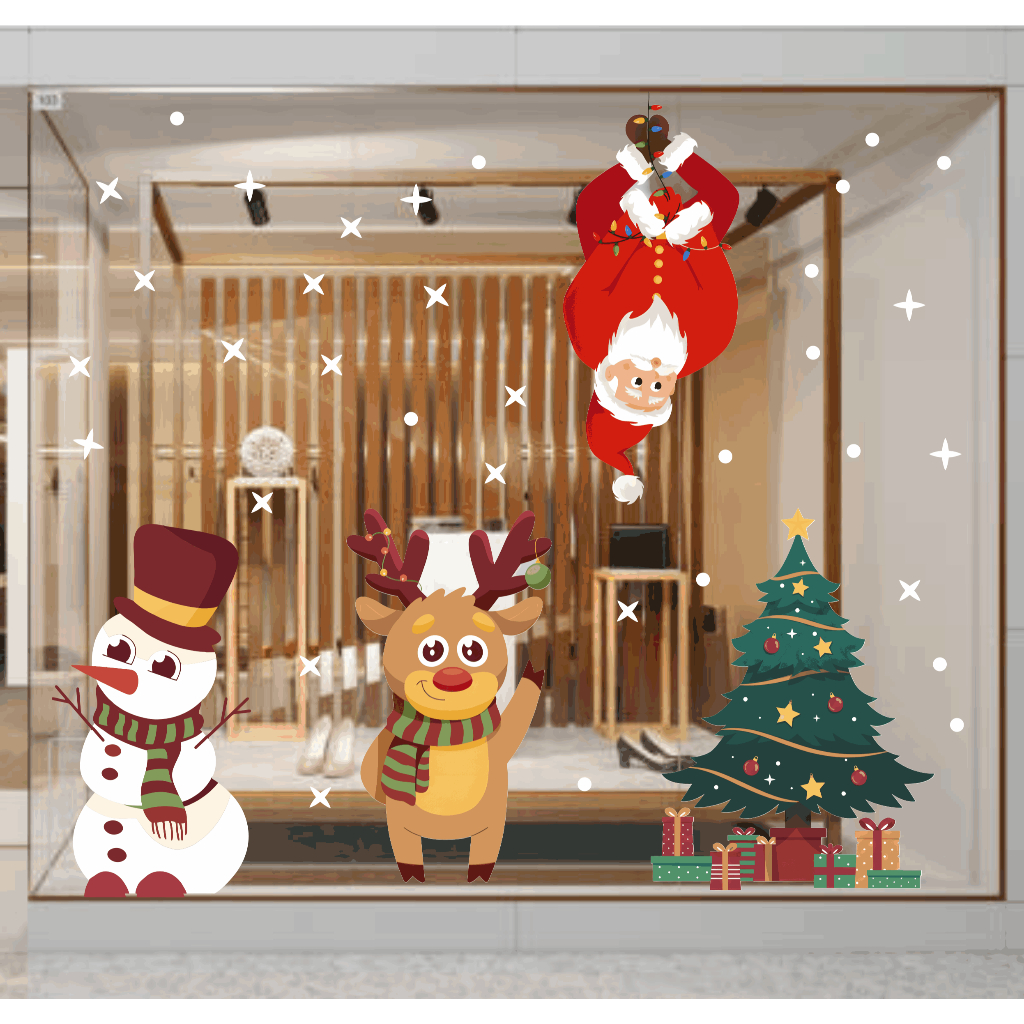 KIT Adesivo Vinil Decorativo VITRINE PAPAI NOEL