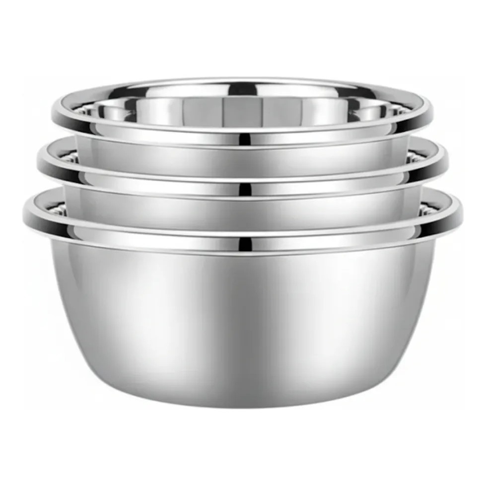 Tigela Bowl Redonda Aço Inox Conjunto 3 Peças N28 N30 N32 Pr