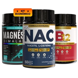 NAC + MAGNÉSIO + VITAMINA B12 | ENERGIA, IMUNIDADE E PROTEÇÃO CELULAR - KIT PRO ECONÔMICO