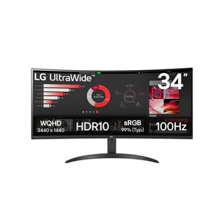 Monitor LG UltraWide™ Curvo, QuadHD 2K de 34”, PBP, sRGB 99%, HDR10, 100Hz - 34WR50QK-B