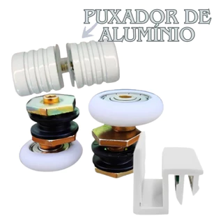 Kit Box para Manutenção de Box de Banheiro – Completo 2 Roldanas + 1 Guia + 1 Puxador Frisado