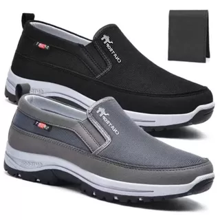 Kit 2 Pares Tenis Sapatilha Mocasssin Masculino Casual Ortopedico Macio de Trilha Leve e Solado Costurado + Carteira