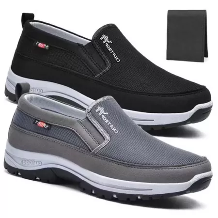 Kit 2 Pares Tenis Sapatilha Mocasssin Masculino Casual Ortopedico Macio de Trilha Leve e Solado Costurado + Carteira