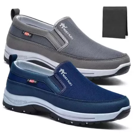 Kit 2 Pares Tenis Sapatilha Mocasssin Masculino Casual Ortopedico Macio de Trilha Leve e Solado Costurado + Carteira
