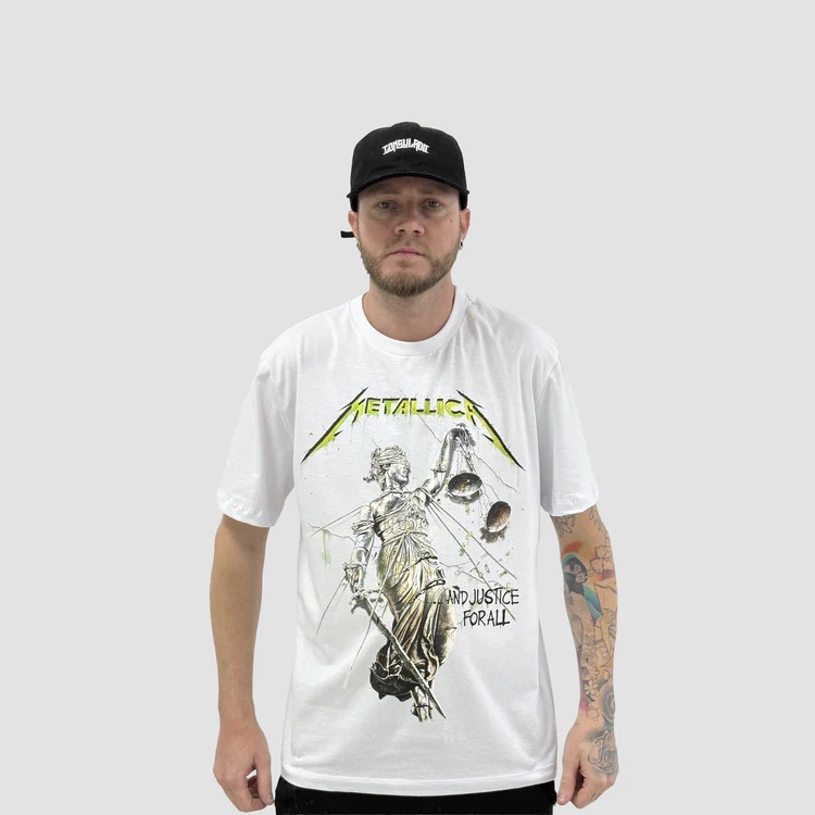 Camiseta Metallica And Justice For All Branca (CONSULADO DO ROCK)
