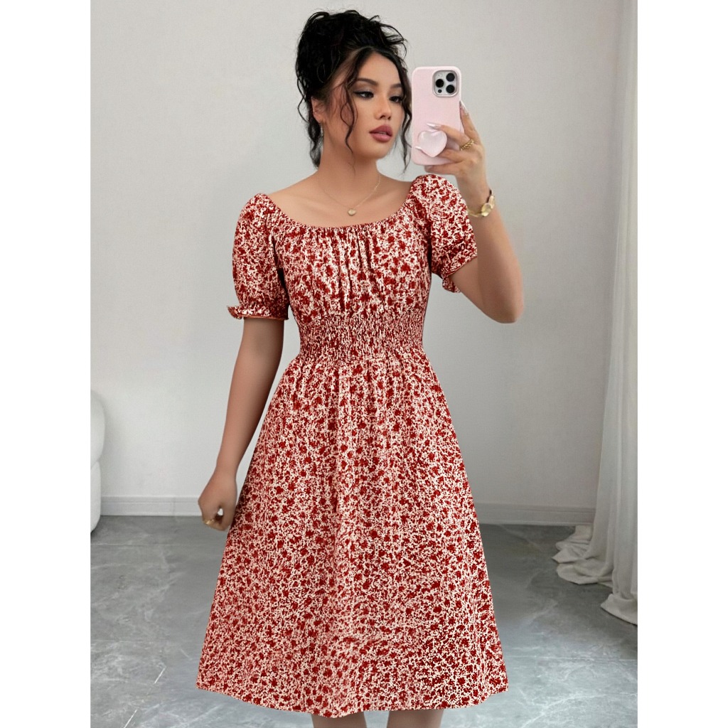 Vestido Feminino Estampa Floral Tendência Verão Confortável Estiloso Roupas Femininas Elegante Para Férias Natal Viagem