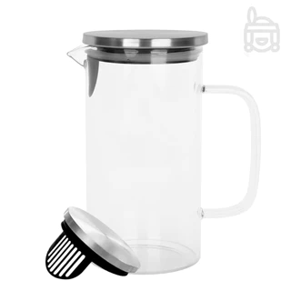 Jarra De Vidro Borossilicato Com Tampa De Inox Suco Água 1,1 Litros Transparente