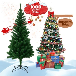Árvore De Natal 2,10m Tradicional 1000 Galhos Verde Grande Pinheiro Canadense Luxo Cheia Kizumba