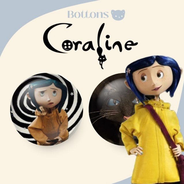 Kit 2 bottons Coraline broche/buton/boton/pin | Shopee Brasil