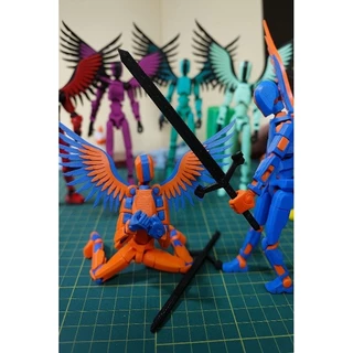 Boneco de ação Dummy 13 articulado com anjo com asas e espada Claymore