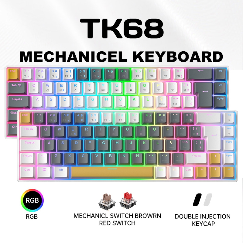 ZIFRIEND TK68 Teclado Mecânico Gamer 65% RGB ABNT2 Hot Swap Switch