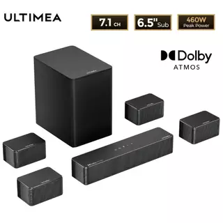 Soundbar ULTIMEA Poseidon D80 7.1 Dolby Atmos Home Theater – 460W Surround 3D com Subwoofer Sem Fio e Controle via App