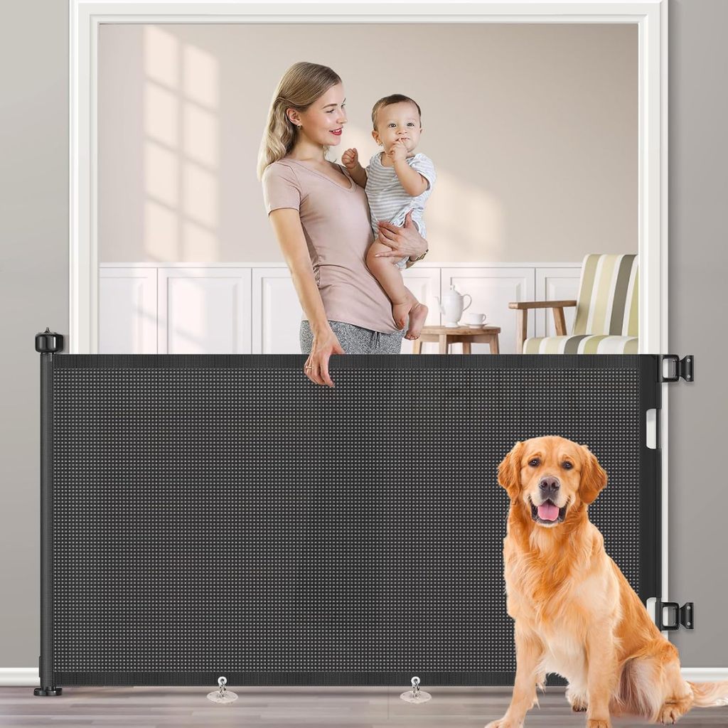 Portão Tela Segurança Bebês Pets Cercadinho Grade Retrátil 86cm*180cm ...