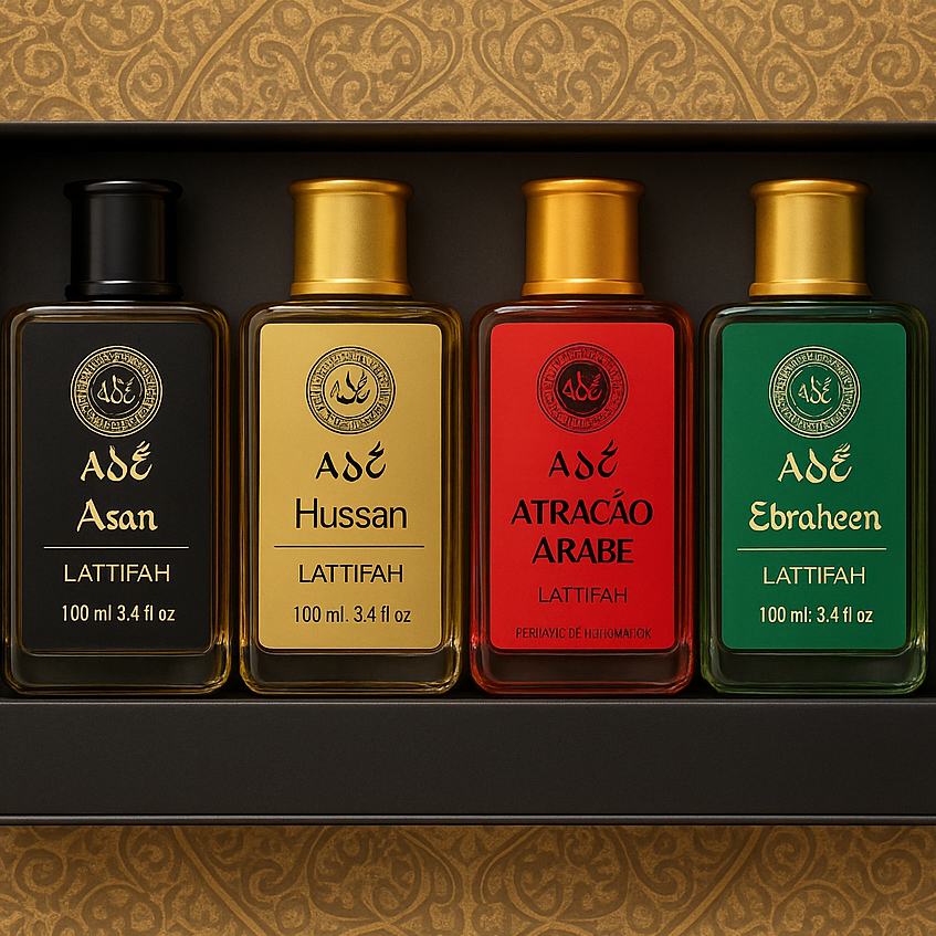 atacado 04 perfumes arabes masculino import 100ml amadeirado | Shopee ...