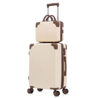 Kit 1 Mala De Viagem + 1 Frasqueira Zíper Antifurto  4 Rodas Duplas Gira 360 Graus Fibra Design Moderno Cadeado C/ Senha em Oferta na Shopee