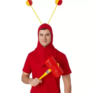 Kit Chapolin Colorado Gorro Tiara E Martelo Fantasia Cosplay