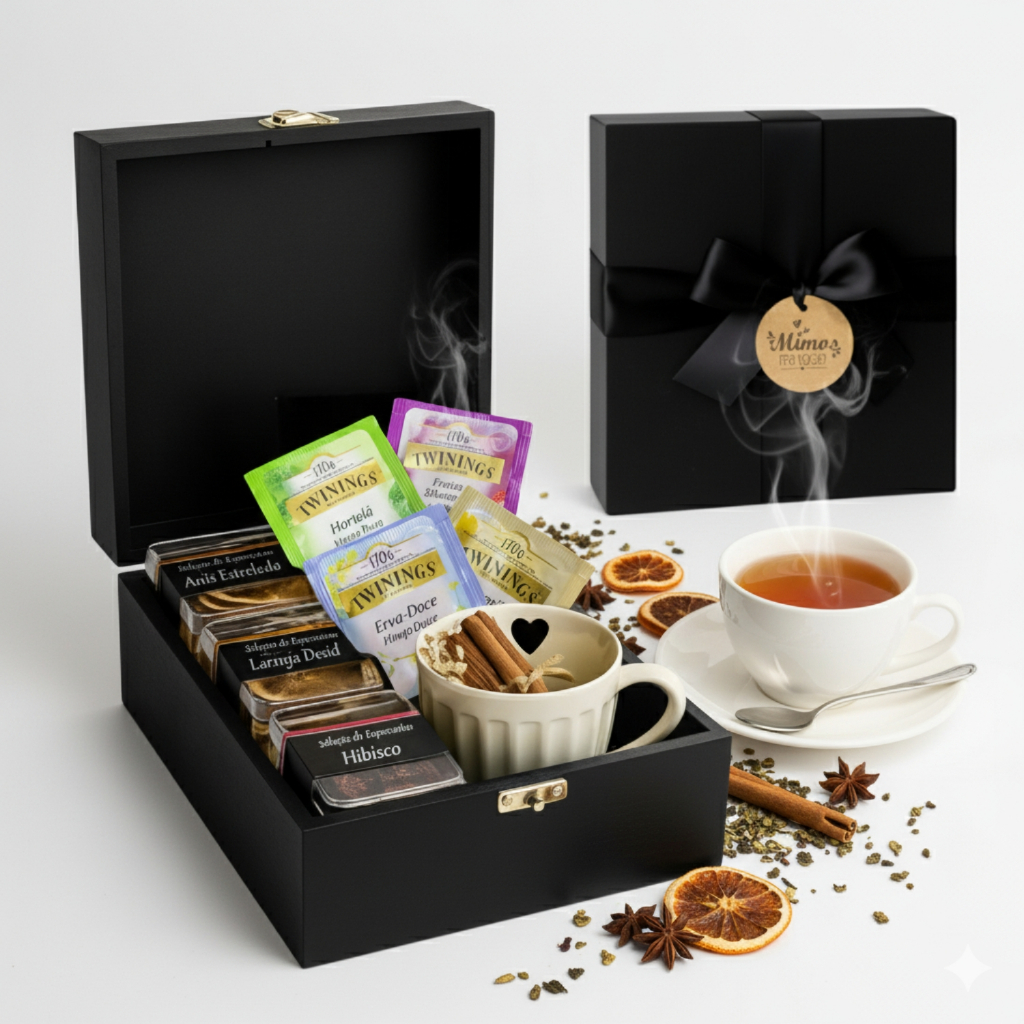 Kit Chá Premium com Caneca e Especiarias – Presente Sofisticado para ...