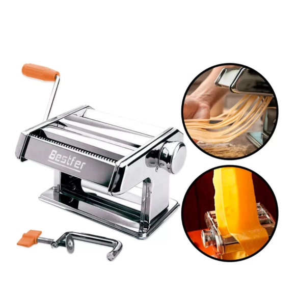 Máquina De Macarrão 3 Ajuste Cilindro Aço Inox Massa Caseira