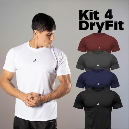 Kit 4 Camiseta Dry Masculina Manga Curta Fitness Academia Corrida CrossFit Poliester Premium