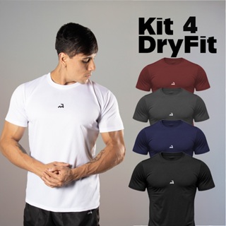 Kit 4 Camiseta Dry Masculina Manga Curta