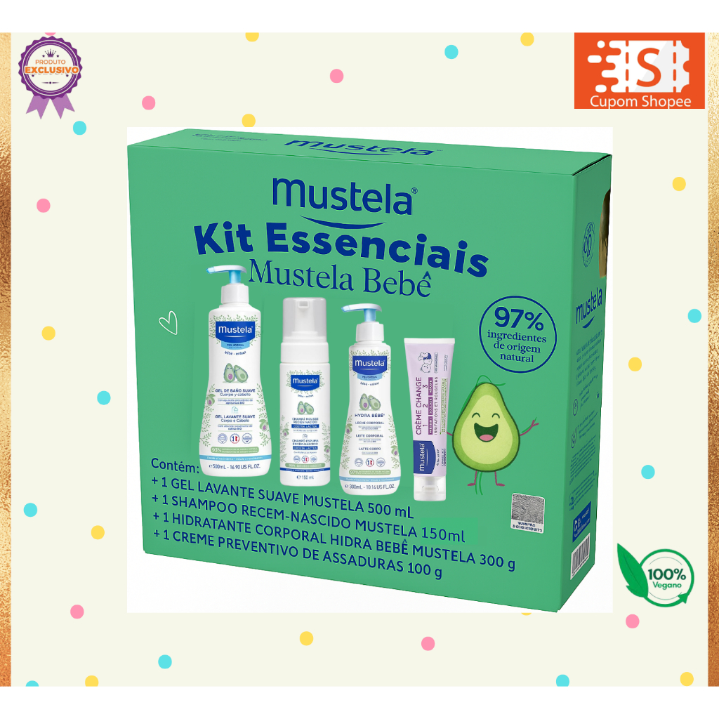 👶 Mustela Kit Essenciais - Gel levatante 500ml, Shampoo Recem-Nascido ...