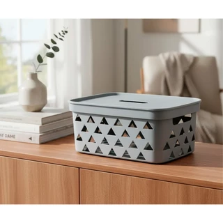 Caixa Organizadora Multiuso Triângulos Com Tampa e Alça 6,8L Empilhável Closet Quarto Casa em Oferta na Shopee