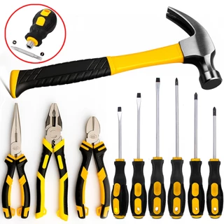 Kit Ferramentas Chave de Fenda Phillips Martelo Alicate Universal 8'' Profissional Doméstico